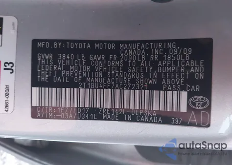 2010 Toyota Corolla S from USA, damaged, VIN 2T1BU4EE7AC272321